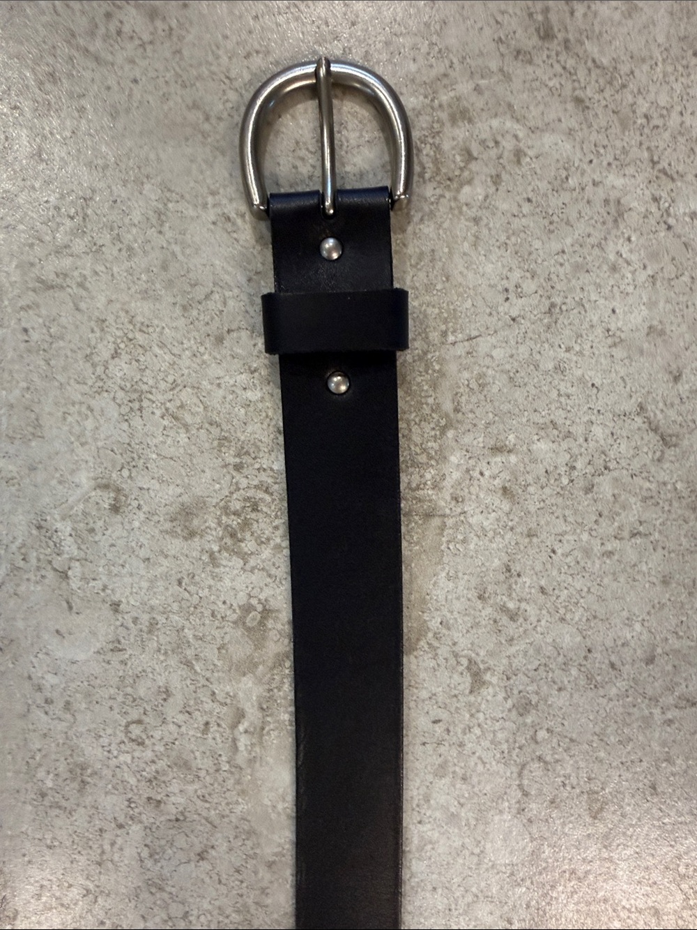 Women's Black Leather Belt with Silver Buckle